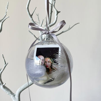 Personalised Photo Faux Feather Christmas Bauble, 4 of 5
