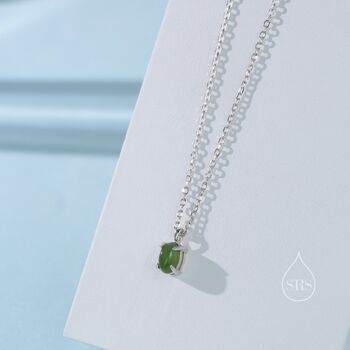 Genuine Green Jade Oval Necklace In Sterling Silver, 7 of 11
