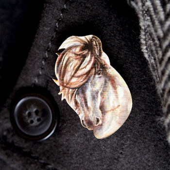Inky Horse Eco Wooden Pin Brooch, 2 of 8