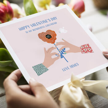 Personalised Modern Flower Valentine's Day Card, 3 of 8