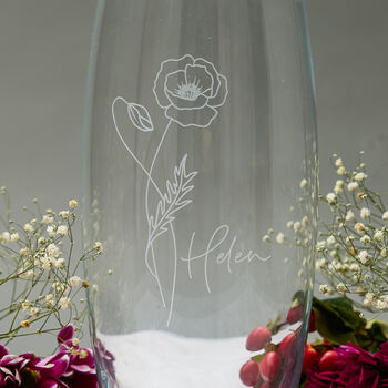 Personalised Vase With Birth Flower Engraving, 2 of 6