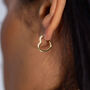 Yellow Gold Plated Heart Hoop Stud Earrings, thumbnail 1 of 5