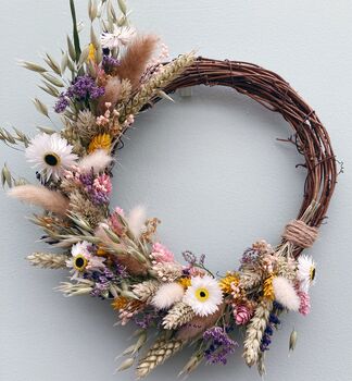 Small Colourful Spring Dried Flower Wreath, 2 of 6