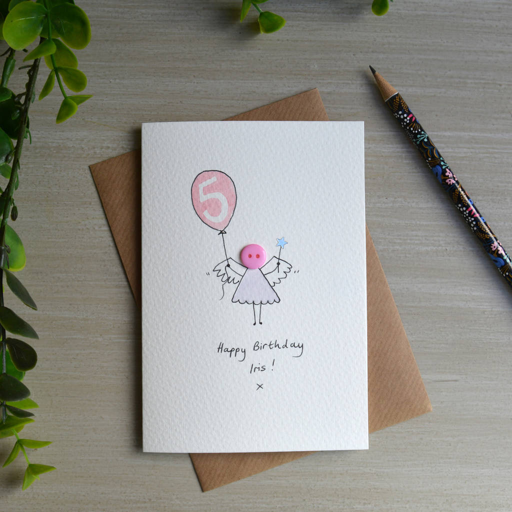 personalised 'button fairy' handmade birthday card by hannah shelbourne ...