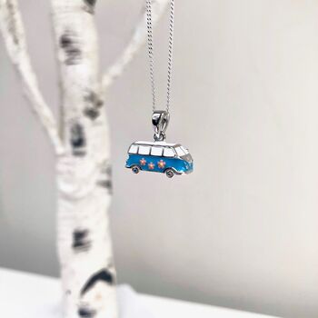 Sterling Silver Camper Van Enamel Necklace, 8 of 9