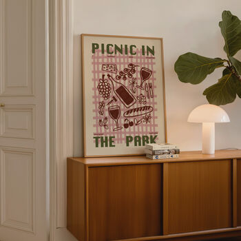 Picnic Print | Picnic In The Park | Kitchen Wall Art | Retro Mid Century Summer Poster, 2 of 7
