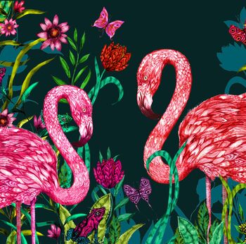 Exotic World Flamingo Bone China Plate In Midnight Blue Medium, 3 of 4