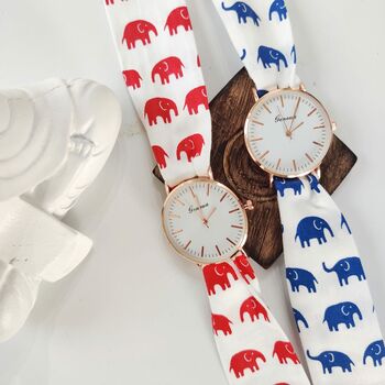 Red Elephant Changeable Women Cotton Strap Wrist Watch, 8 of 10