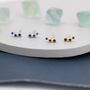 Extra Tiny Sapphire Blue Cz Trio Stud Earrings, thumbnail 5 of 12