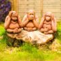 Three Monkey Garden Ornaments See Hear Speak No Evil, thumbnail 3 of 12