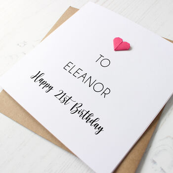 Personalised Birthday Card With Origami Heart, 2 of 2