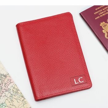 Luxury Leather Initialed Patch Travel Document Holder, 4 of 5