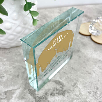 Personalised Eid Al Fitr Mosque Silhouette Crystal Token, 2 of 5