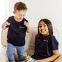 Kids Navy Be Kind Embroidered Organic T Shirt, thumbnail 1 of 4