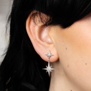 Art Deco Star Drop Stud Earrings, 4 of 5