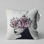 Floral Cushion Cover With Abstract Women Face Theme, thumbnail 1 of 6