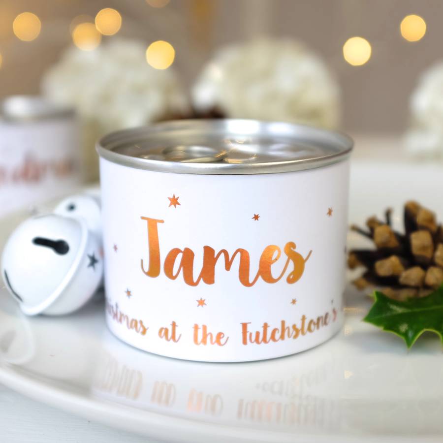 alternative personalised christmas cracker in tin by auntie mims