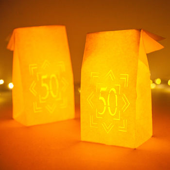 Four White Paper Lantern Bags 50th Birthday Farolitos, 2 of 6