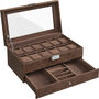 Two Tier 12 Slots Watches Box Case With One Drawer, thumbnail 9 of 12