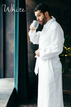 Men’s Linen Dressing Gown | Spa Robe, 7 of 12