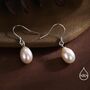 Freshwater Pearl Drop Hook Earrings In Sterling Silver, thumbnail 7 of 10