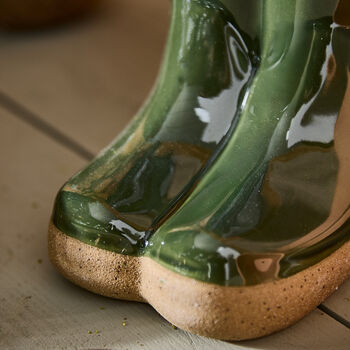 Personalised Set Of Two Forest Green Welly Planters, 4 of 7