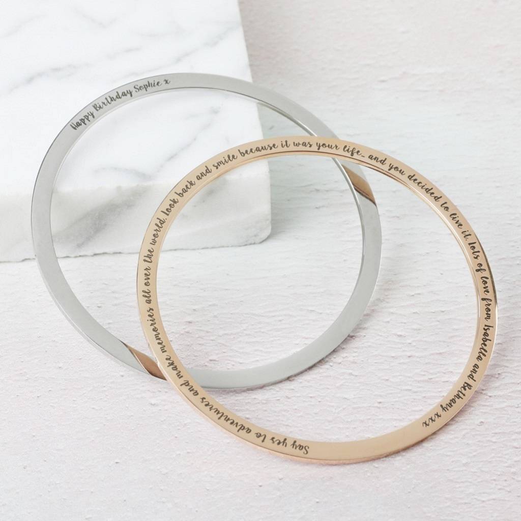 Personalised Engraved Stainless Steel Bangle By Lisa Angel