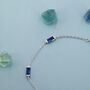 Sterling Silver Sapphire Blue Cz Baguette Satellite Bracelet, thumbnail 6 of 12