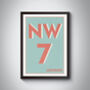 Nw7 Barnet London Typography Postcode Print, thumbnail 7 of 10