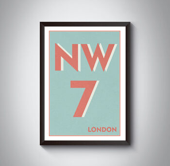 Nw7 Barnet London Typography Postcode Print, 7 of 10