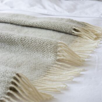 Extra Large Putty Woven Wool Throw, 2 of 3