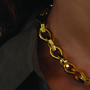 Octagon Link Chunky Gold Chain Necklace In 18 K Gold Plating, thumbnail 11 of 11