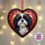 Shih Tzu Stained Glass Effect Heart Suncatcher, thumbnail 1 of 7