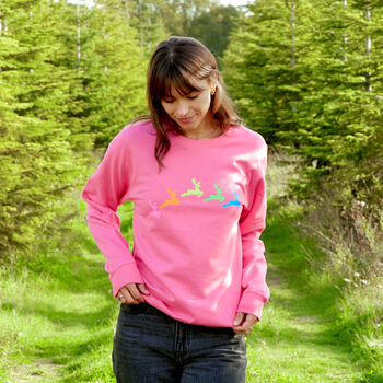 Neon Rainbow Reindeers Christmas Sweatshirt Jumper, 3 of 7
