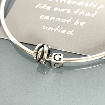 Handmade Silver Personalised Friendship Knot Bangle, 3 of 4