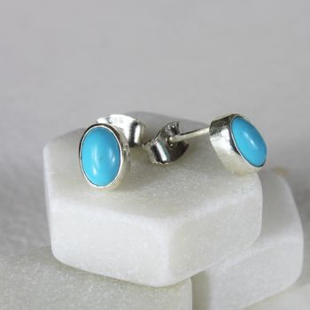Turquoise And Sterling Silver Stud Earrings, 3 of 9