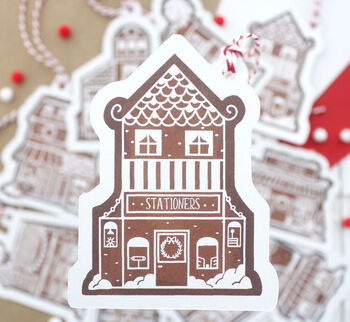 Illustrated Christmas Gift Tags, Gingerbread Shops, 8 of 9