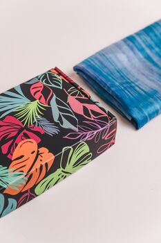 100% Mulberry Silk Scarf, Blue And Turquoise, 3 of 5