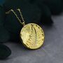 Sterling Silver Fern Leaf Round Disk Coin Pendant Necklace, thumbnail 2 of 11