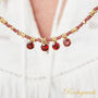 Garnet Short Gold Beaded Charm Necklace, thumbnail 3 of 10