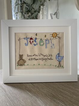New Baby Personalised Embroidered Artwork, 2 of 4