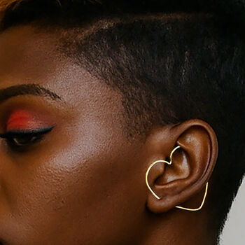 Heart Hoop Oxidised Silver Black Ear Cuff Earrings, 4 of 6