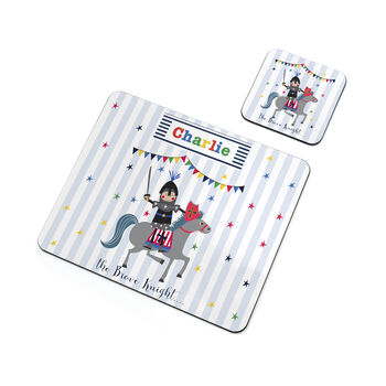 Personalised Kid's Brave Knight Placemat Set, 4 of 4