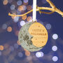 Silver Crescent Moon Personalised Christmas Tree Bauble, thumbnail 3 of 5