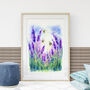 Lavender And The Bees, Watercolour Fine Art Print, thumbnail 1 of 4