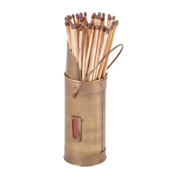 Brass Effect Fireside Matches And Holder, 2 of 9