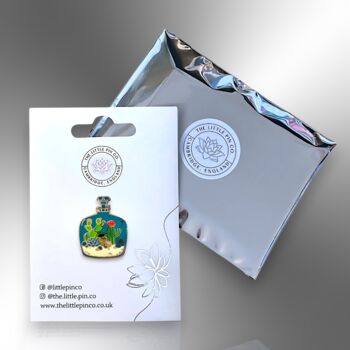 Desert Plants Cacti In Oxygen Tank Hard Enamel Lapel Pin Badge, Cactus Brooch, Birthday Gift For Gardener, 5 of 8