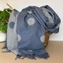 Cashmere Blend Dots Scarf In Denim Blue, thumbnail 1 of 5
