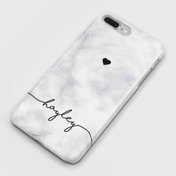 Personalised Silver Marble Heart Phone Case, 2 of 6