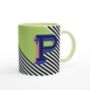 Alphabet Initial Letter Ceramic Mug Coffee Cup Green, thumbnail 3 of 3